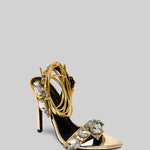 Rhinestone High Heels - Gold