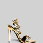 Rhinestone High Heels - Gold