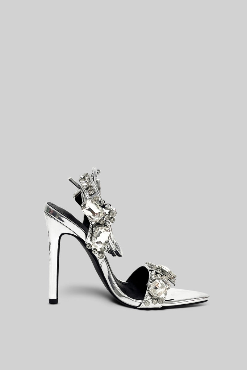 Rhinestone High Heels - Silver