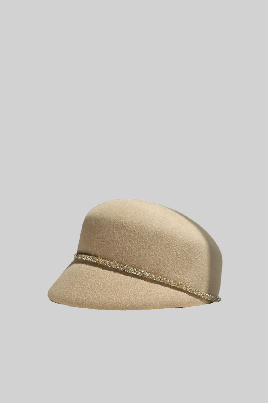 Short Brim Hat With Wrapped Detail - Beige