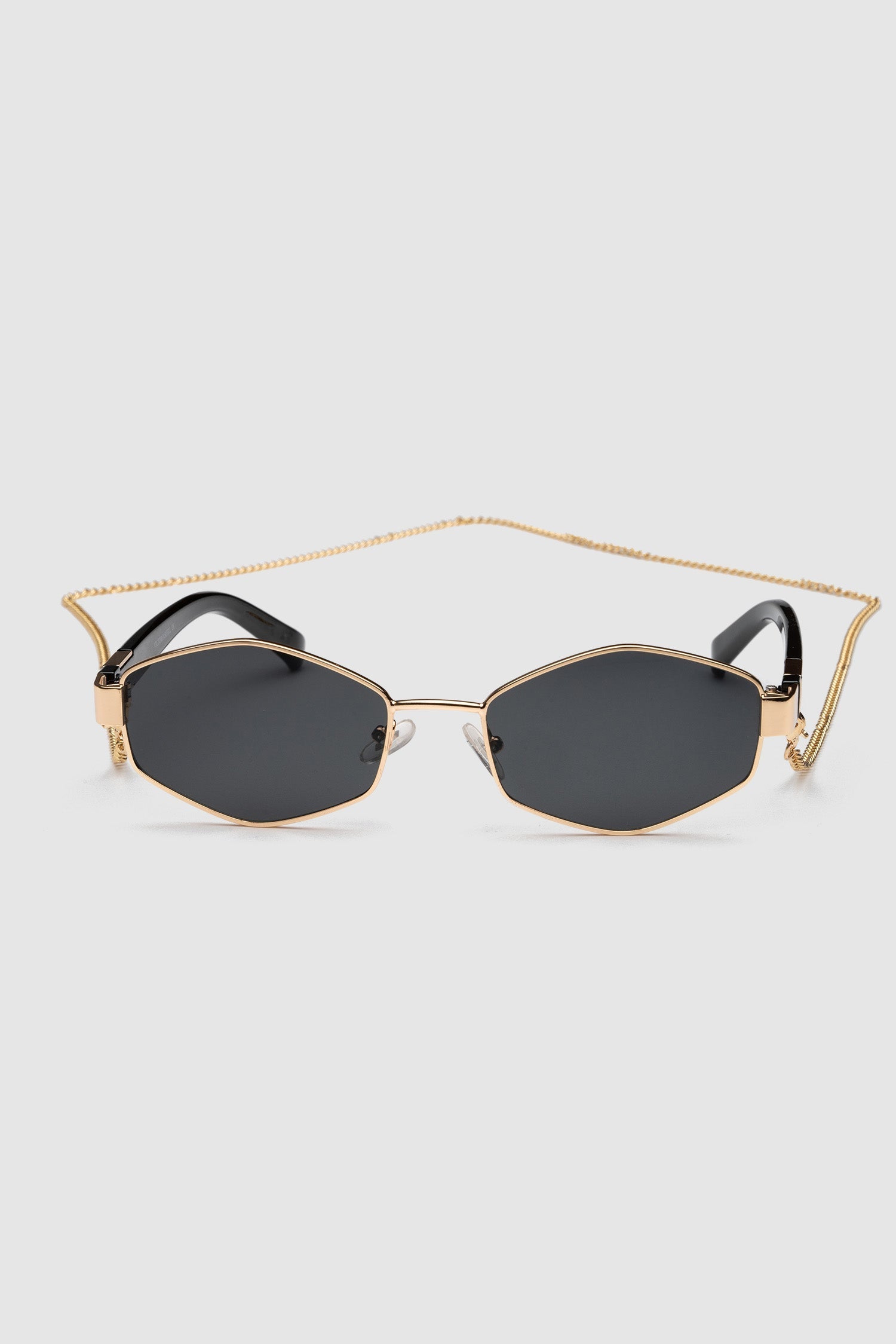 Hexagonal Sunglasses with Detachable Chain