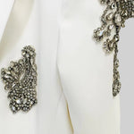 Refined Floral Embellished Pantsuit - White