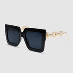 Square Sunglasses with Gold Chain Arms