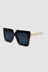 Square Sunglasses with Gold Chain Arms