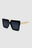 Square Sunglasses with Gold Chain Arms