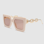 Square Sunglasses with Gold Chain Arms