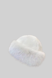 Furry Hat With Wide Brim - White