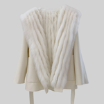 Fur-Collar Jacket With Oversized Hood And Waistband - Ivoire