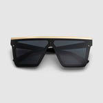 Oversized Square Sunglasses with Gold Detail