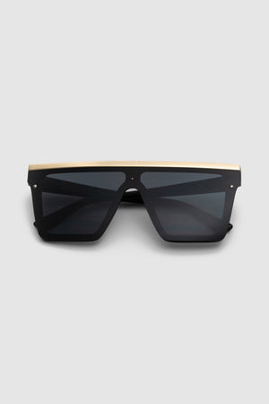 Oversized Square Sunglasses with Gold Detail