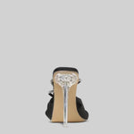 Embellished Satin High Heel Sandals - Black