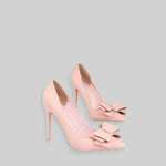 Vegan Leather Ribbon High Heels - Pink