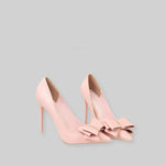 Vegan Leather Ribbon High Heels - Pink