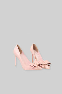 Vegan Leather Ribbon High Heels - Pink