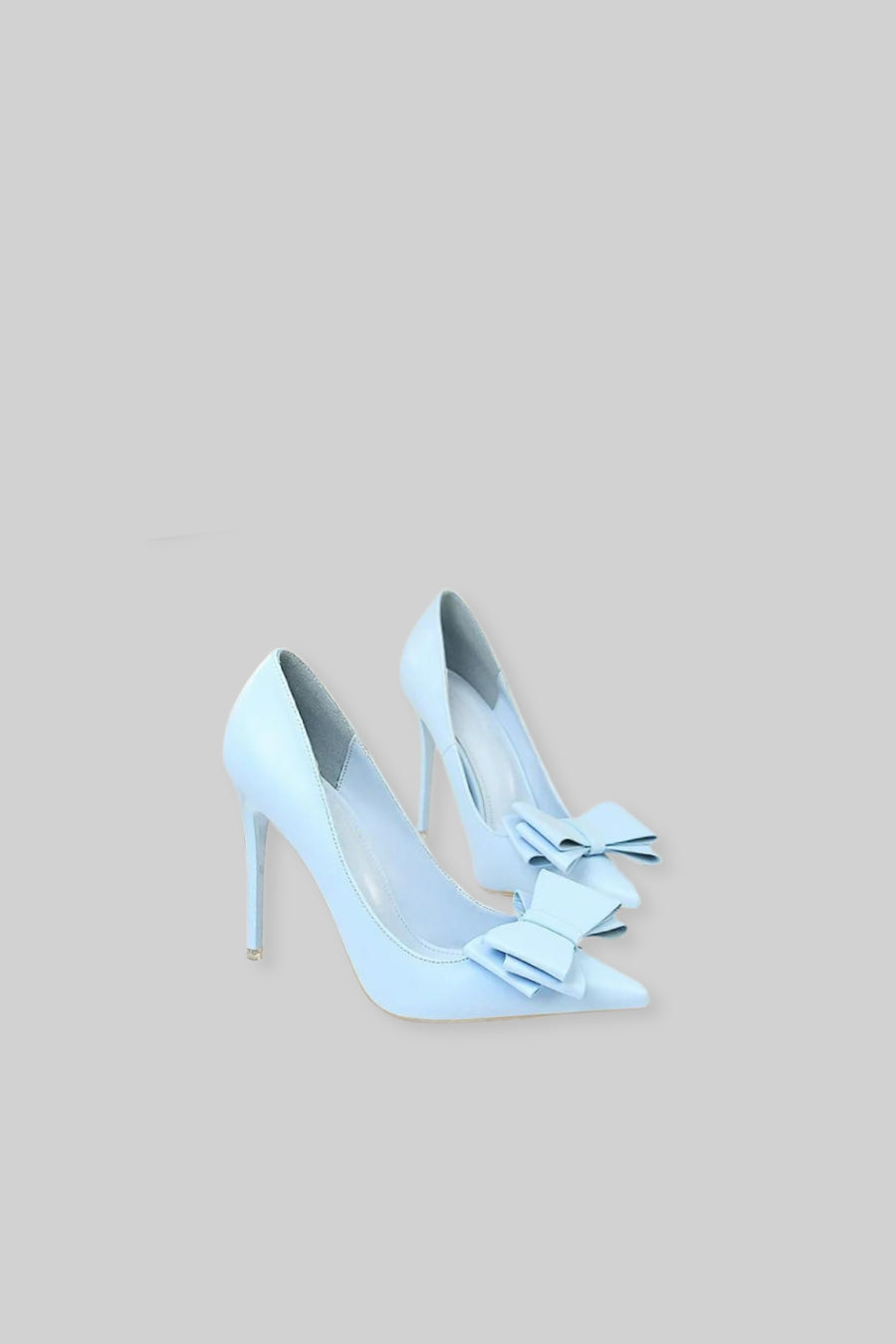 Vegan Leather Ribbon High Heels - Baby Blue