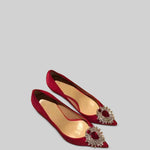 Satin Stiletto with Diamond Detail - Red