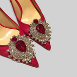 Satin Stiletto with Diamond Detail - Red