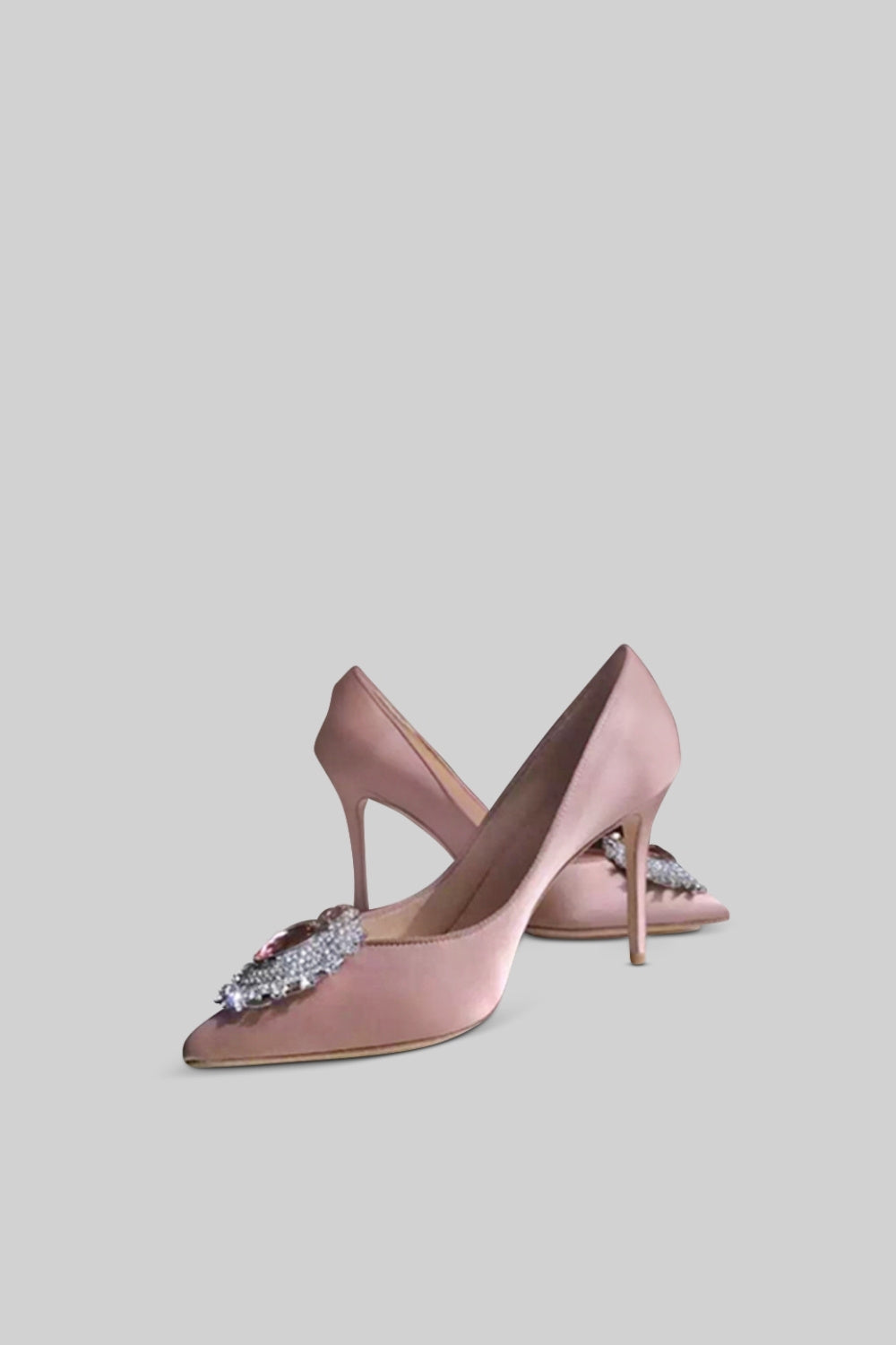 Satin Stiletto with Diamond Detail - Pink