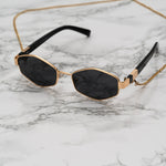 Hexagonal Sunglasses with Detachable Chain