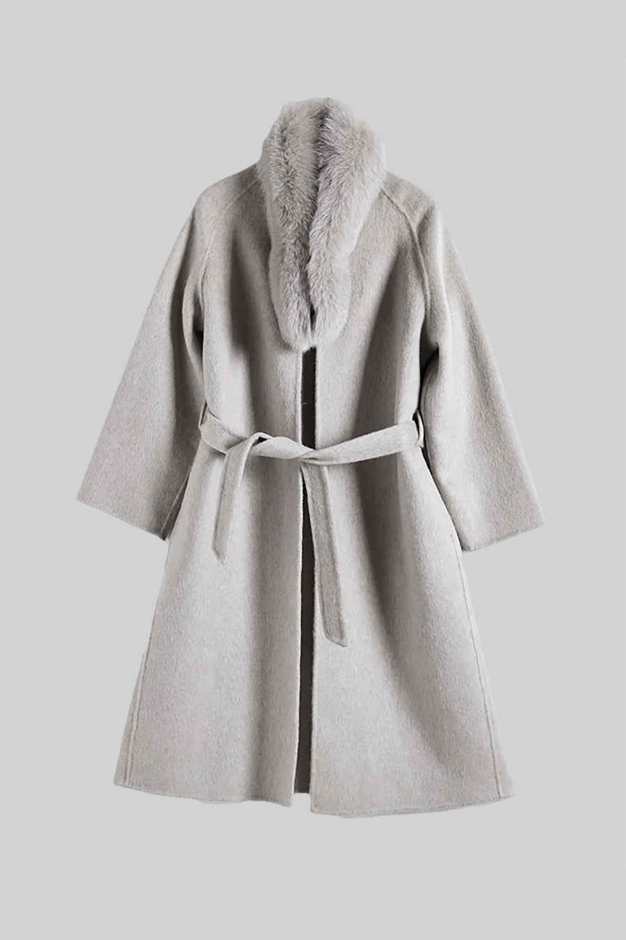 Elegant Long Overcoat - Light Gray