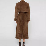 Brown Belted Waist Long Overcoat