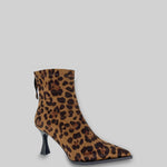 Elegant Suede Ankle Boots - Animal Print