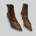 Elegant Suede Ankle Boots - Animal Print