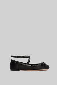 Rockstud Flats with Straps - Black