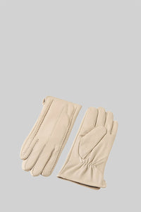 Bespoke Stitching Leather Gloves - Beige