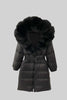 Long Puffer Jacket With Black Fox Fur-Lined Hood - Black