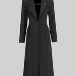 Trench Coat With Belt-Like Chest Accent - Black