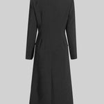 Trench Coat With Belt-Like Chest Accent - Black