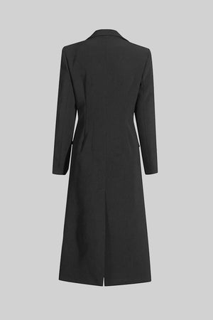 Trench Coat With Belt-Like Chest Accent - Black