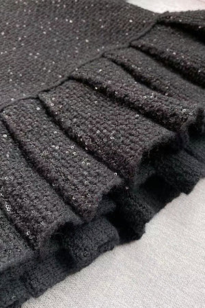 Knit textured dress - Black