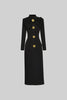 Elegant Bow-Collar Long-Sleeved Dress - Black