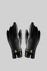 Vegan Leather And Suede Gloves With Gold Buckle Detail - Black