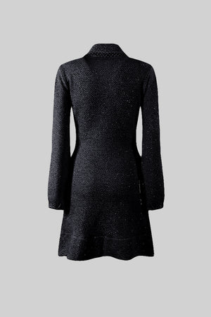 Knit textured dress - Black