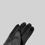 Suede Quilted Gloves With Fur - Black