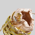 Elegant Bucket Bag With Satin Inside Closure - Gold