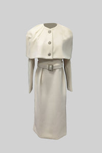 Elegant Dress With Cape-Style Top  - Ivoire