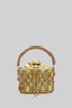 Sparkling Mesh Handbag With Satin Drawstring Pouch - Gold