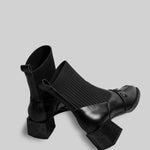 Elegant Vegan Leather Sock Boots - Black