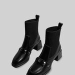 Elegant Vegan Leather Sock Boots - Black