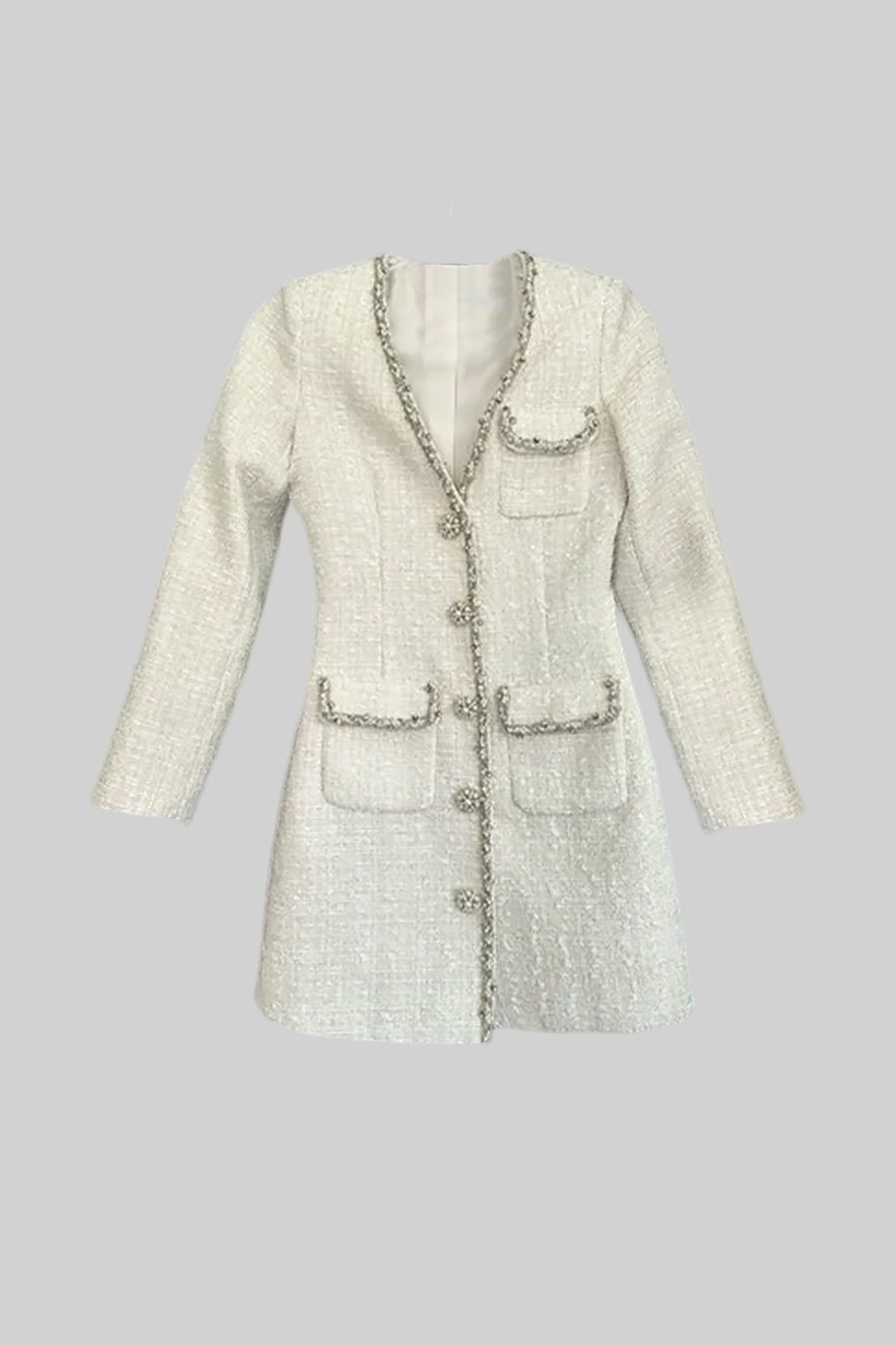 Modern Tweed Blazer - White