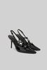 Glossy Slingback Heels - Black