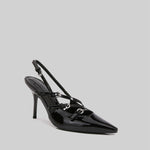 Glossy Slingback Heels - Black