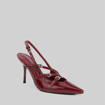 Glossy Slingback Heels - Burgundy