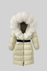 Long Puffer Jacket With White Fox Fur-Lined Hood - Ivoire