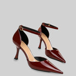 Glossy High-Heels With Pointed Toes - Burgundy