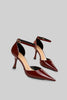 Glossy High-Heels With Pointed Toes - Burgundy